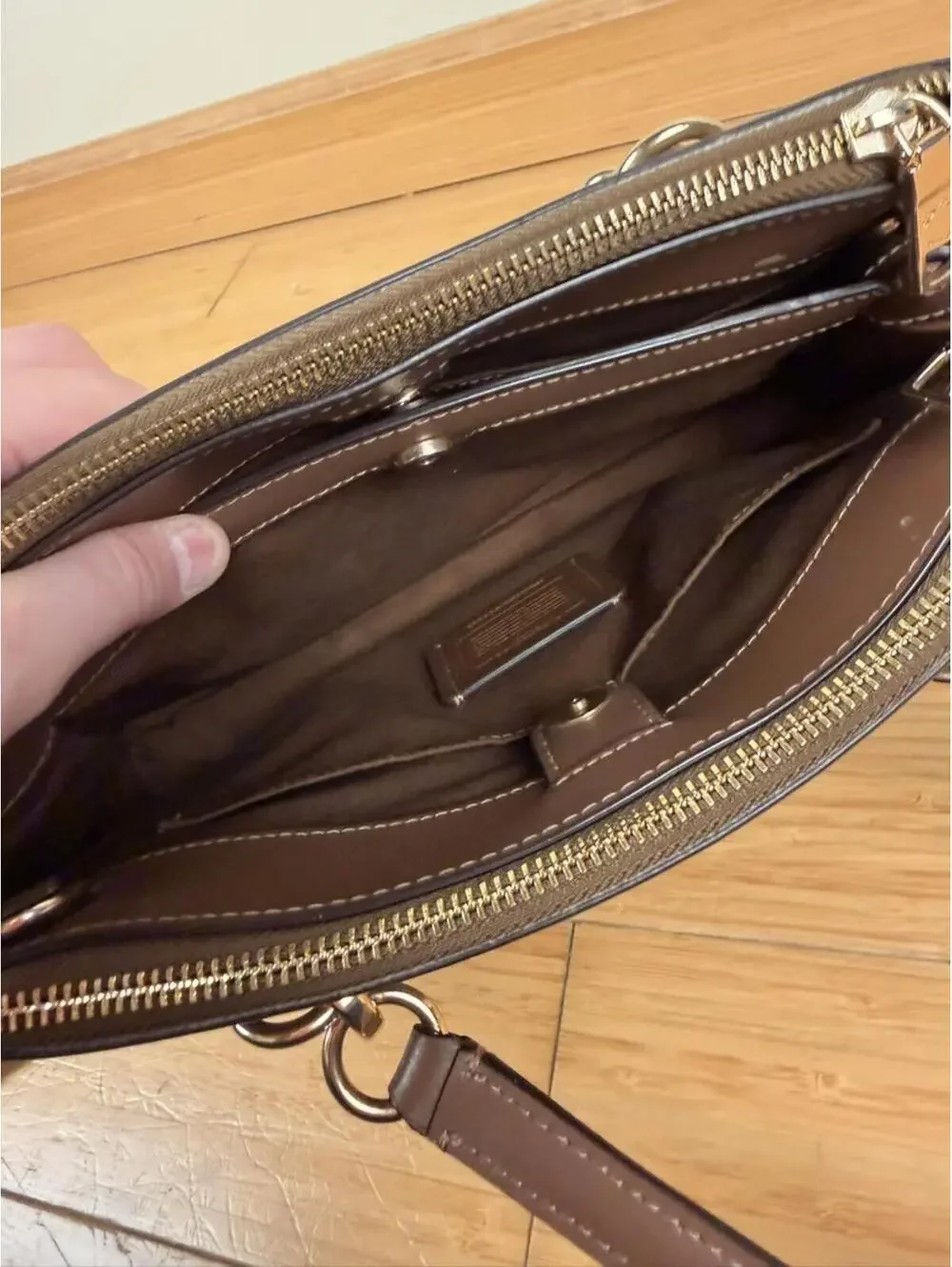 Authentic Coach Etta Carryall F77881 Signature Canvas Leather Crossbody Satchel